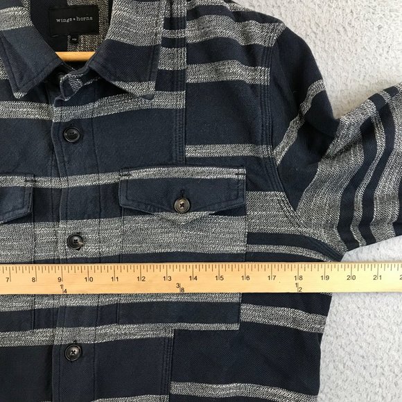Wings +‎ Horn Mens S Button Down Shirt Long Sleeve Flannel - Picture 7 of 10